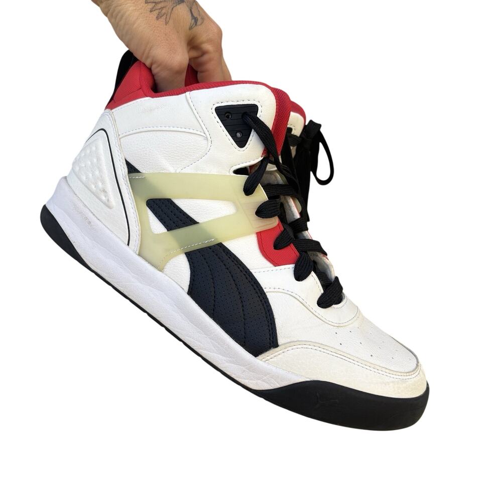 Puma Backcourt High Top Sneakers Basketball White Black Red Size 10.5